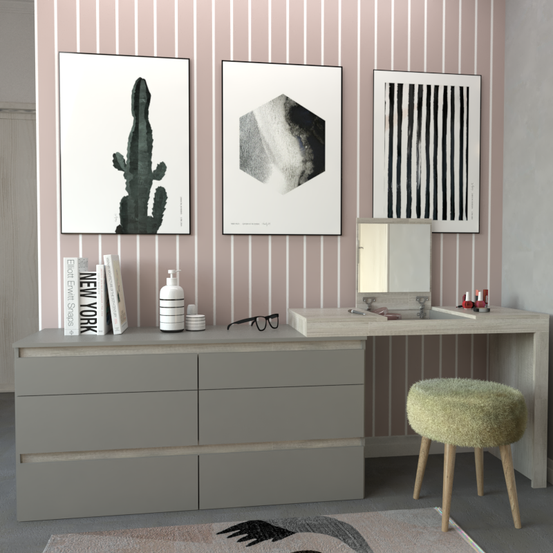 Comoda 6 cajones + maquillador